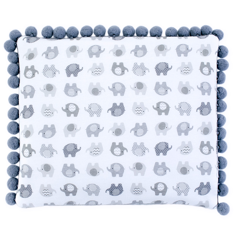 Cotton cushion with dedication (Gray elephants) - 2