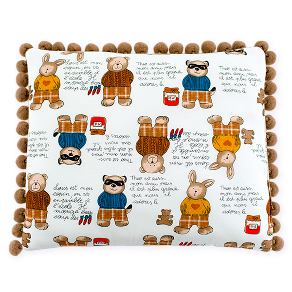 Baumwollkissen mit Widmung (Hase und Teddybär)