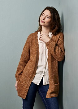 Lång cardigan med fickor i Vera 892503