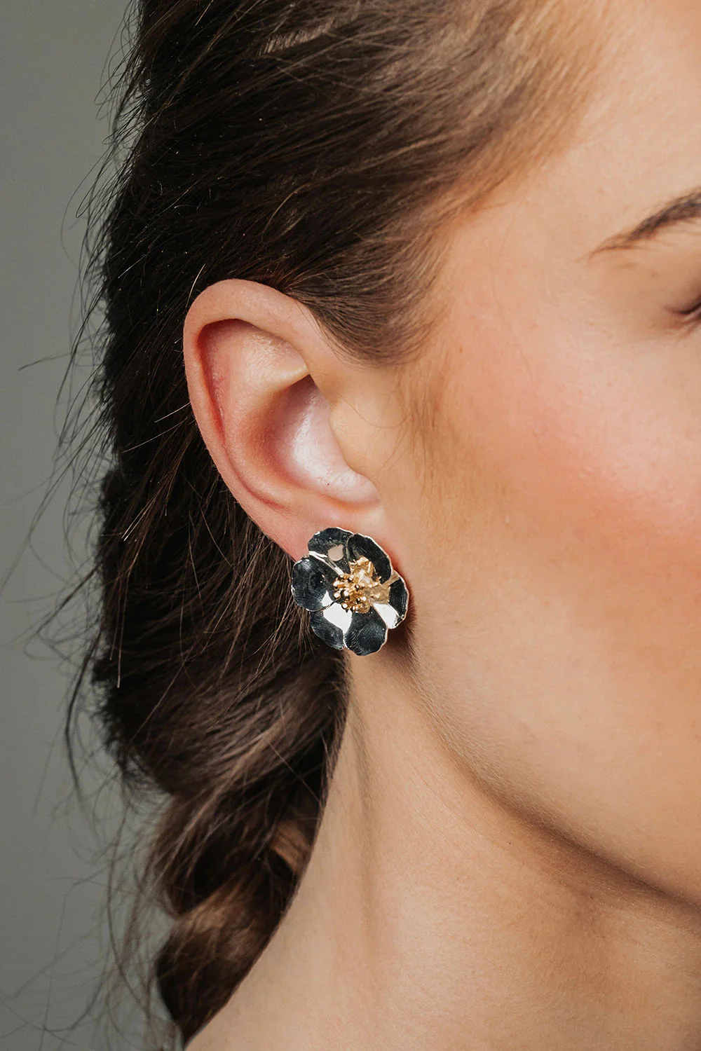 Bow 19 - Flower Small Earrings Silver - 2