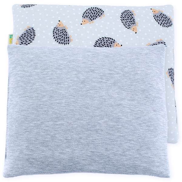 Cotton cushion with gray hedgehogs