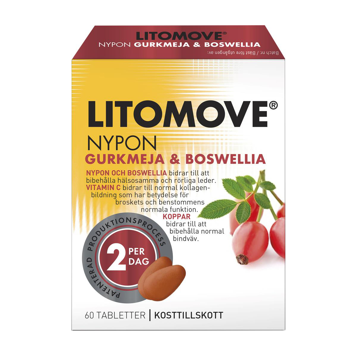 Nyponpulver Gurkmeja & Boswellia 60 tabletter - Litomove
