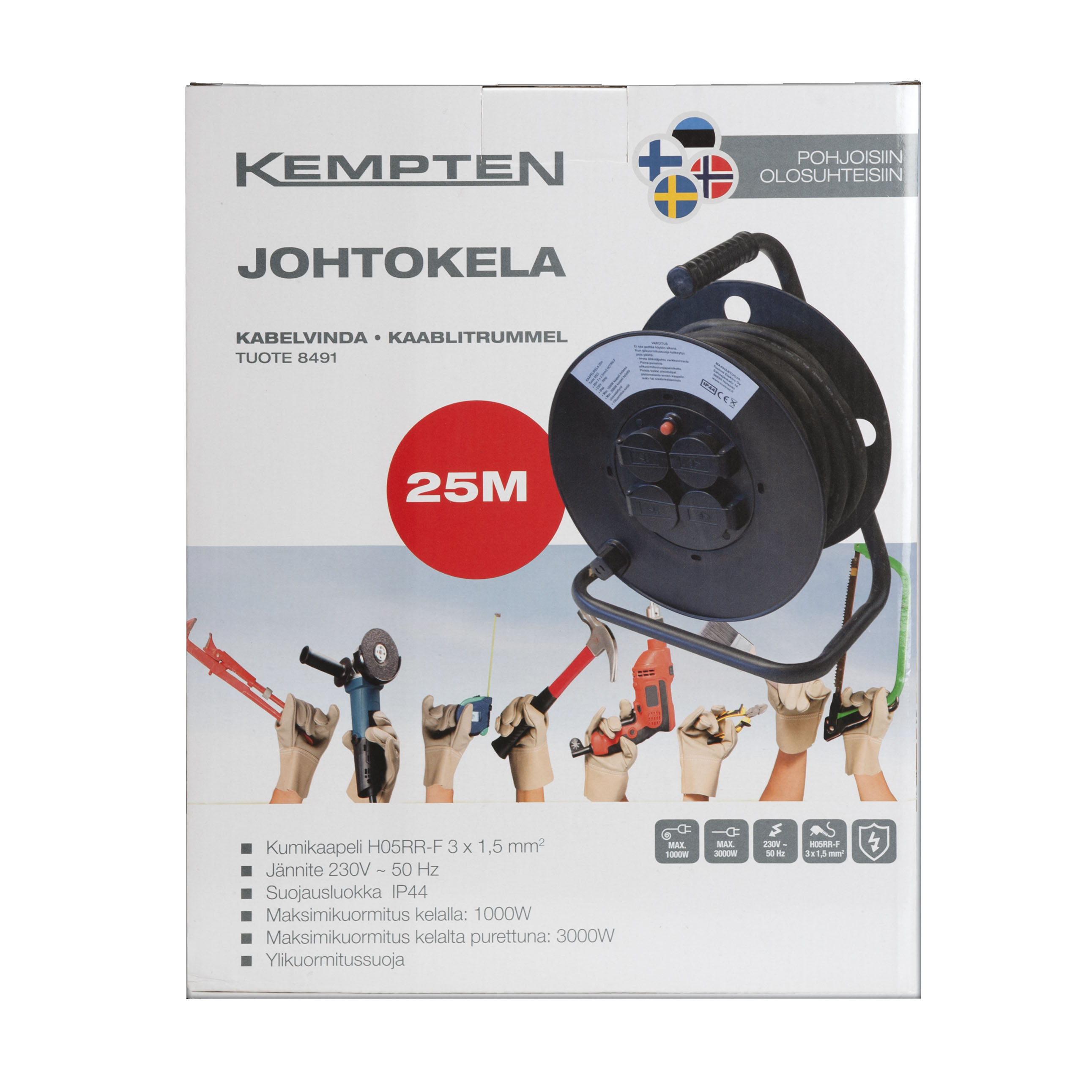 Kablevinda 25M 4xSCHUKO HO5RR-F 3x1.5 mm IP44 16A 250V - 2