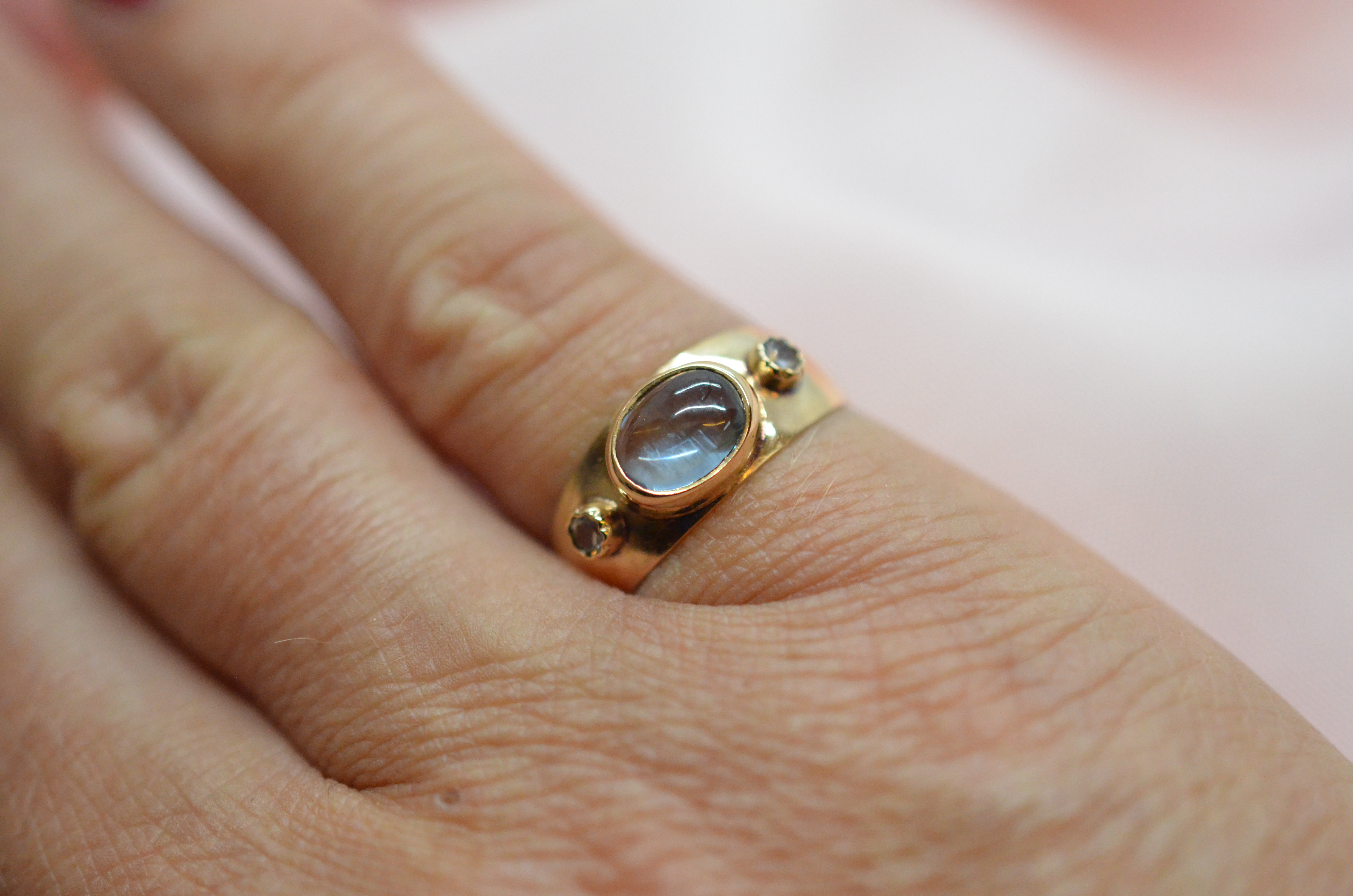 Vintage 18k ring med ljusblå sten, 1961 - 8