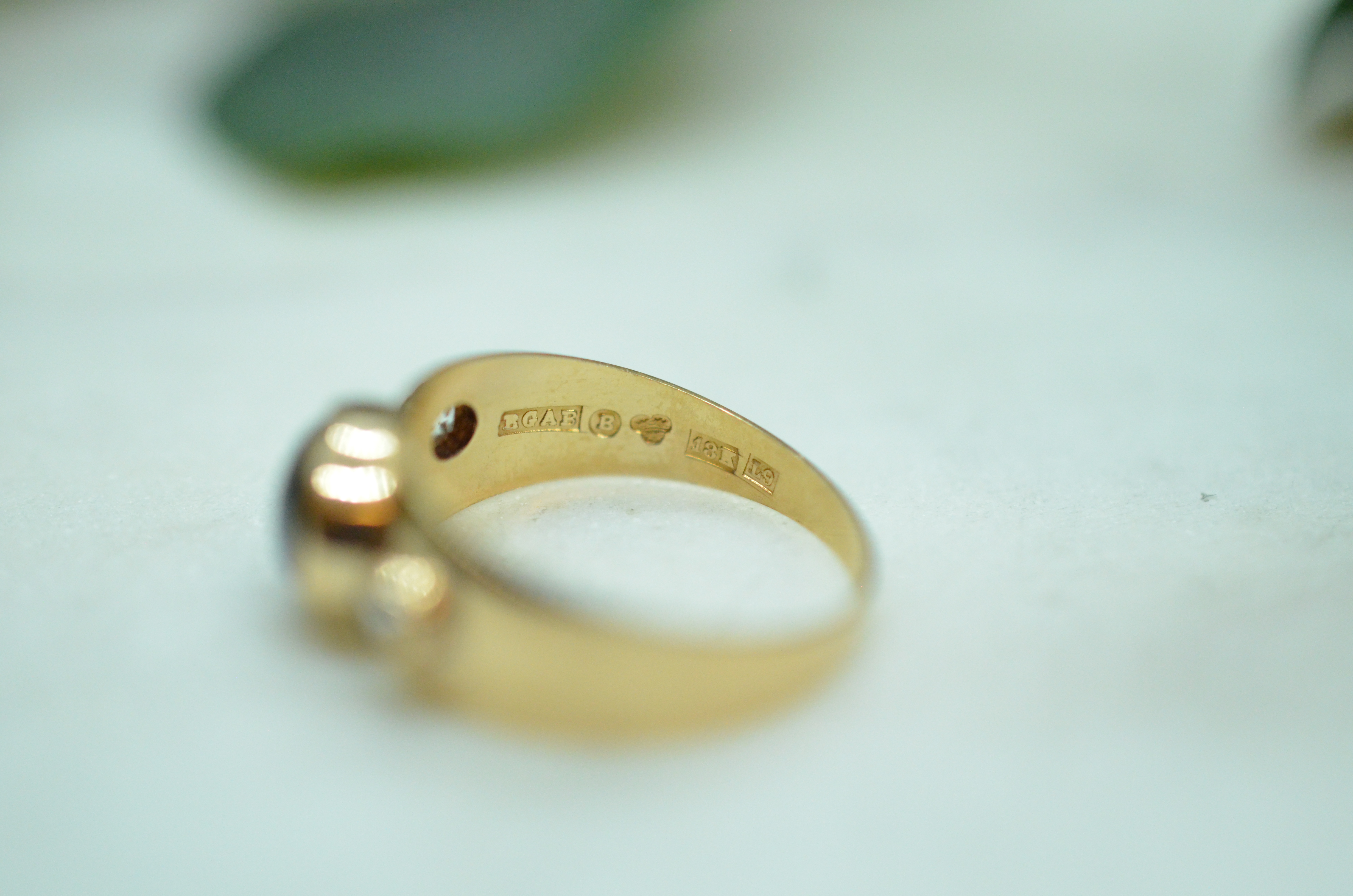 Vintage 18k ring med ljusblå sten, 1961 - 4