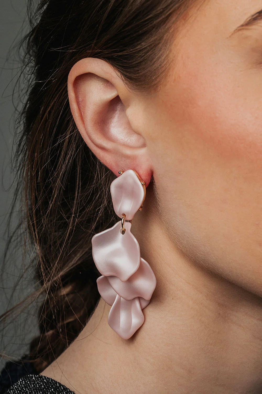 BOW19 Leaf Earrings Pearl light pink - 3