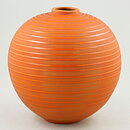 Erik Mornils (1930s) Orange Spherical Art Deco Vase 19 cm