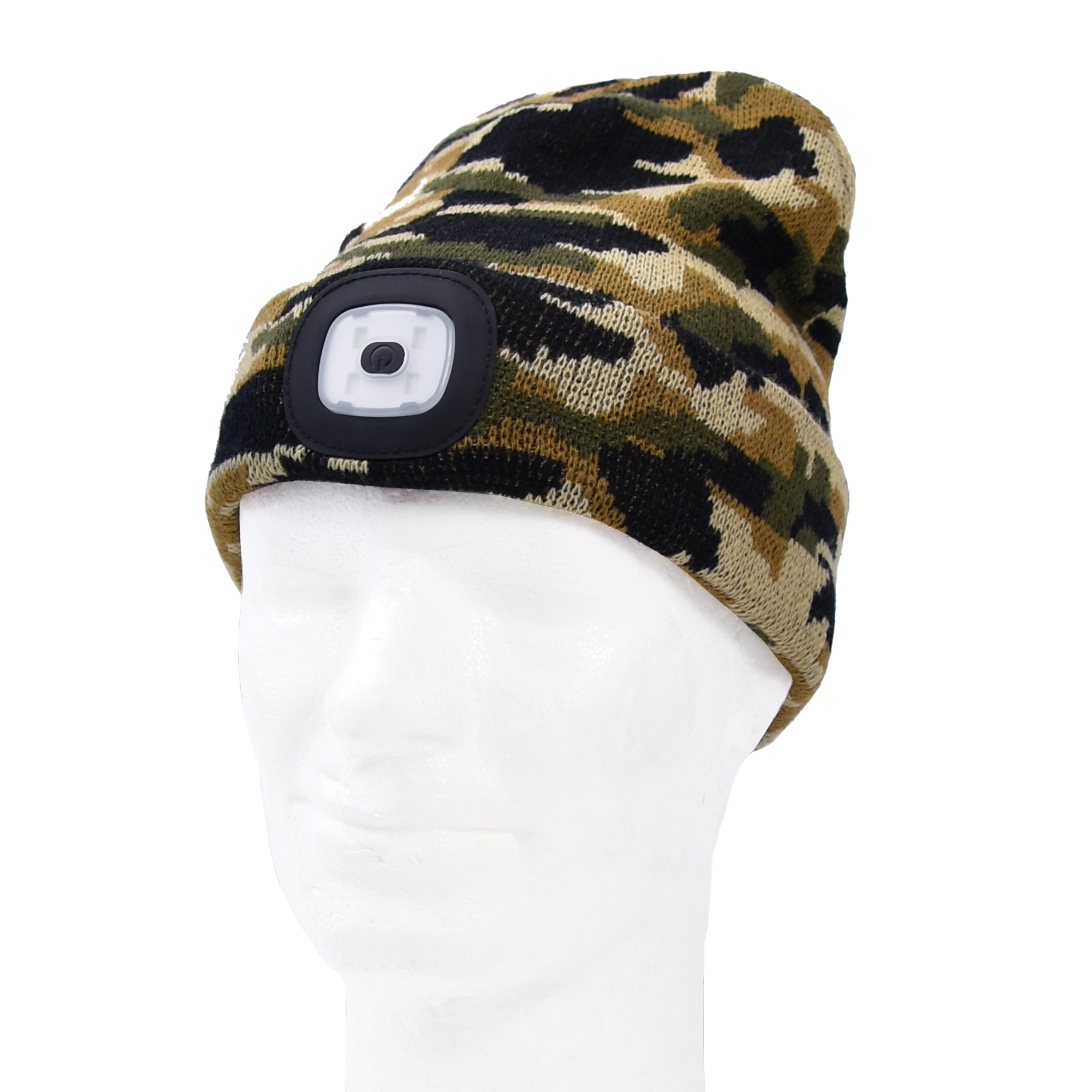 Mössa med LED-lampa 1W camo usb- laddningsbar
