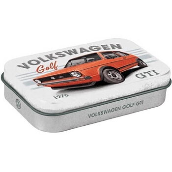 Mintpastiller i plåtask med golf volkswagen