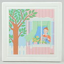 Pia Rönndahl (Villa Rosa 1985) Wall Plaque with Woman in Window Motif 12 cm