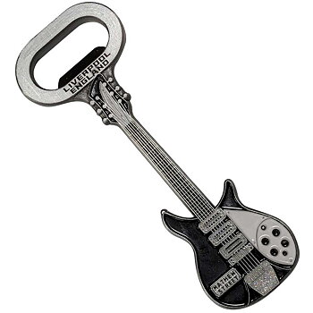 Official licensed Rock Off Bottle Opener featuring the 'Mathew Street B&W Guitar' design motif.