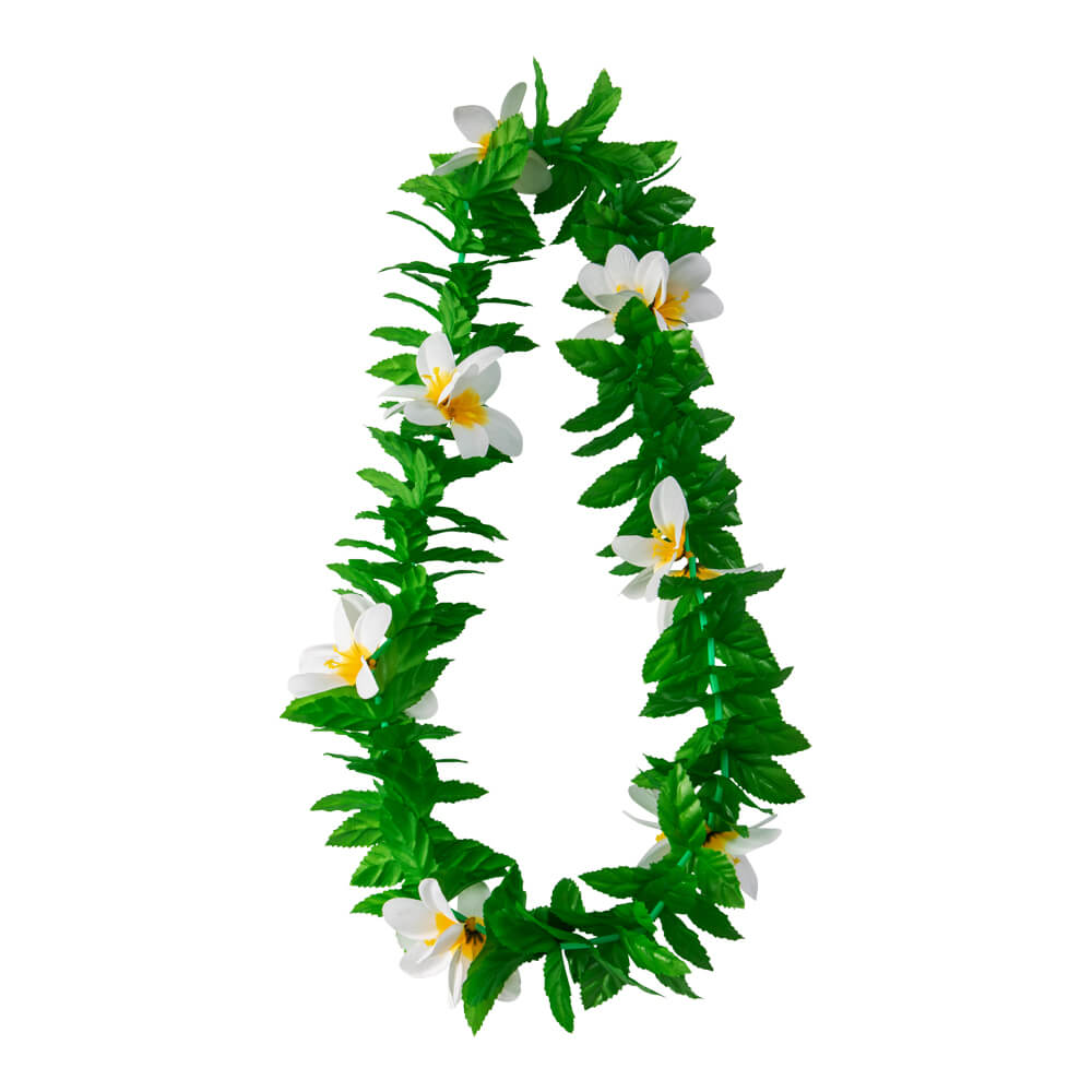 Hawaii-krans - Grön med vita blommor