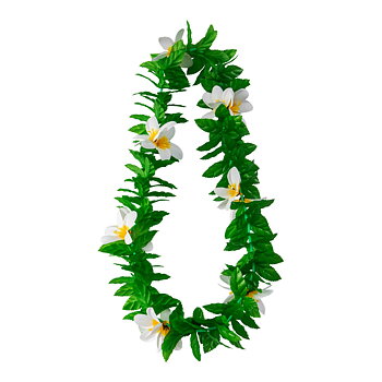 Hawaii-krans - Grön med vita blommor