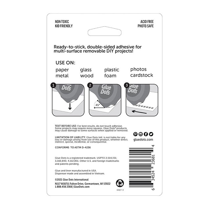 Glue Dots - Non-Refillable Runner Removable 450 pack
