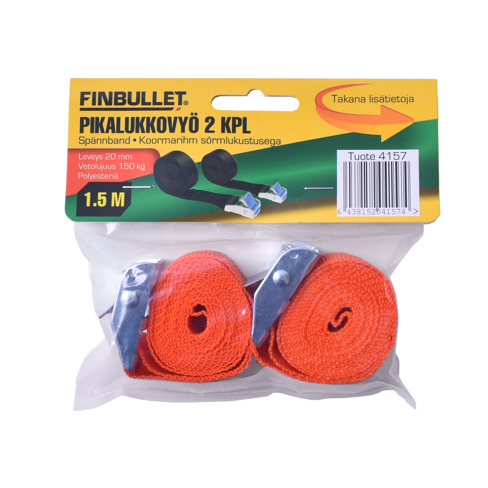 SPÄNNREM 1,5M 2ST 150KG 20MM - 2