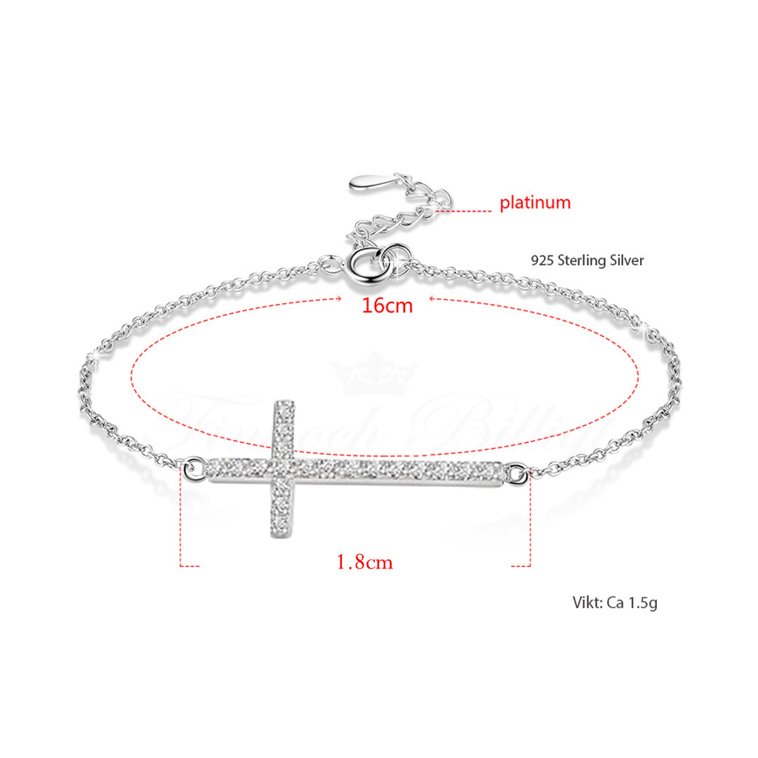 Armbånd - 925s Sølv Armbånd Charm 160mm - Sølvkors - 5