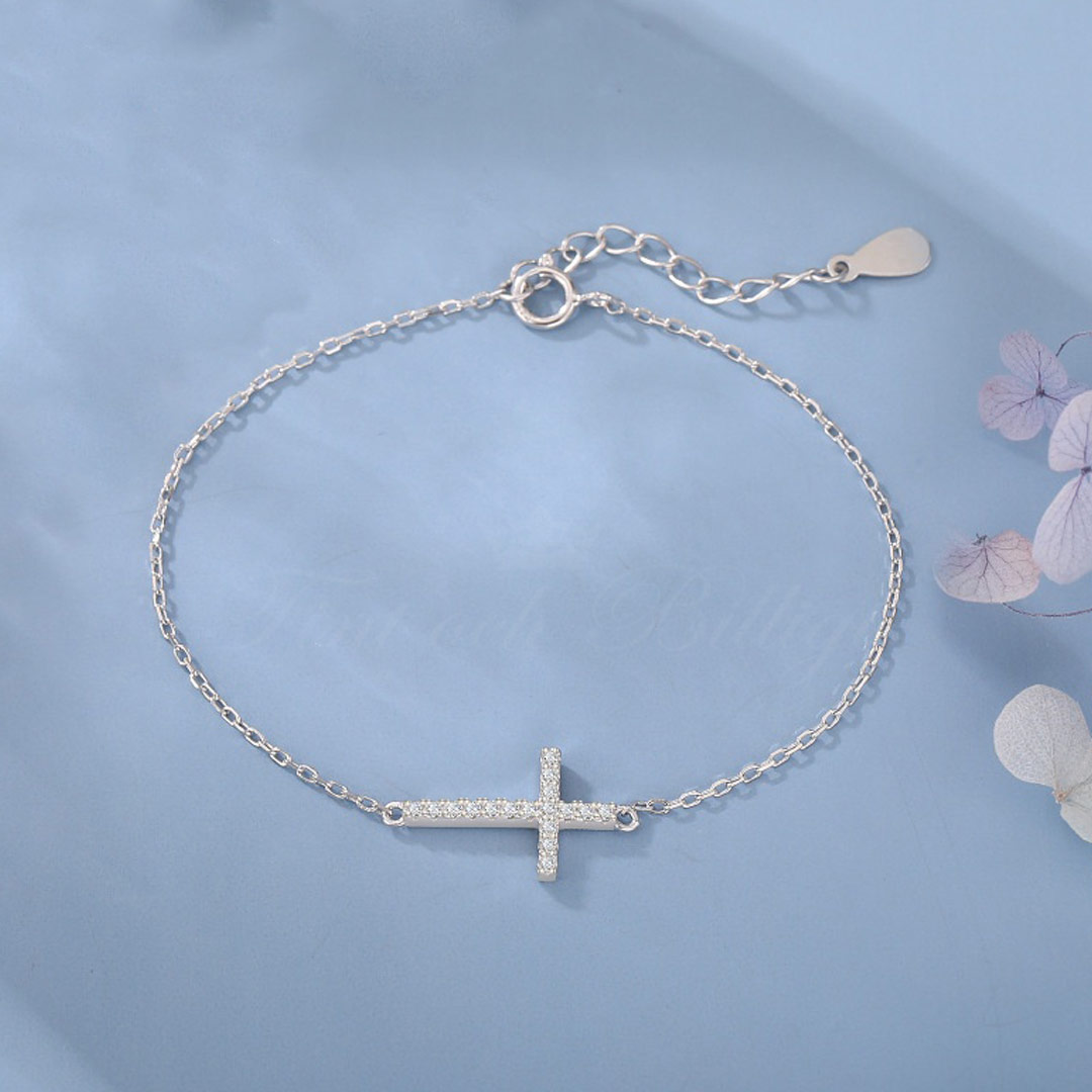 Armbånd - 925s Sølv Armbånd Charm 160mm - Sølvkors - 3