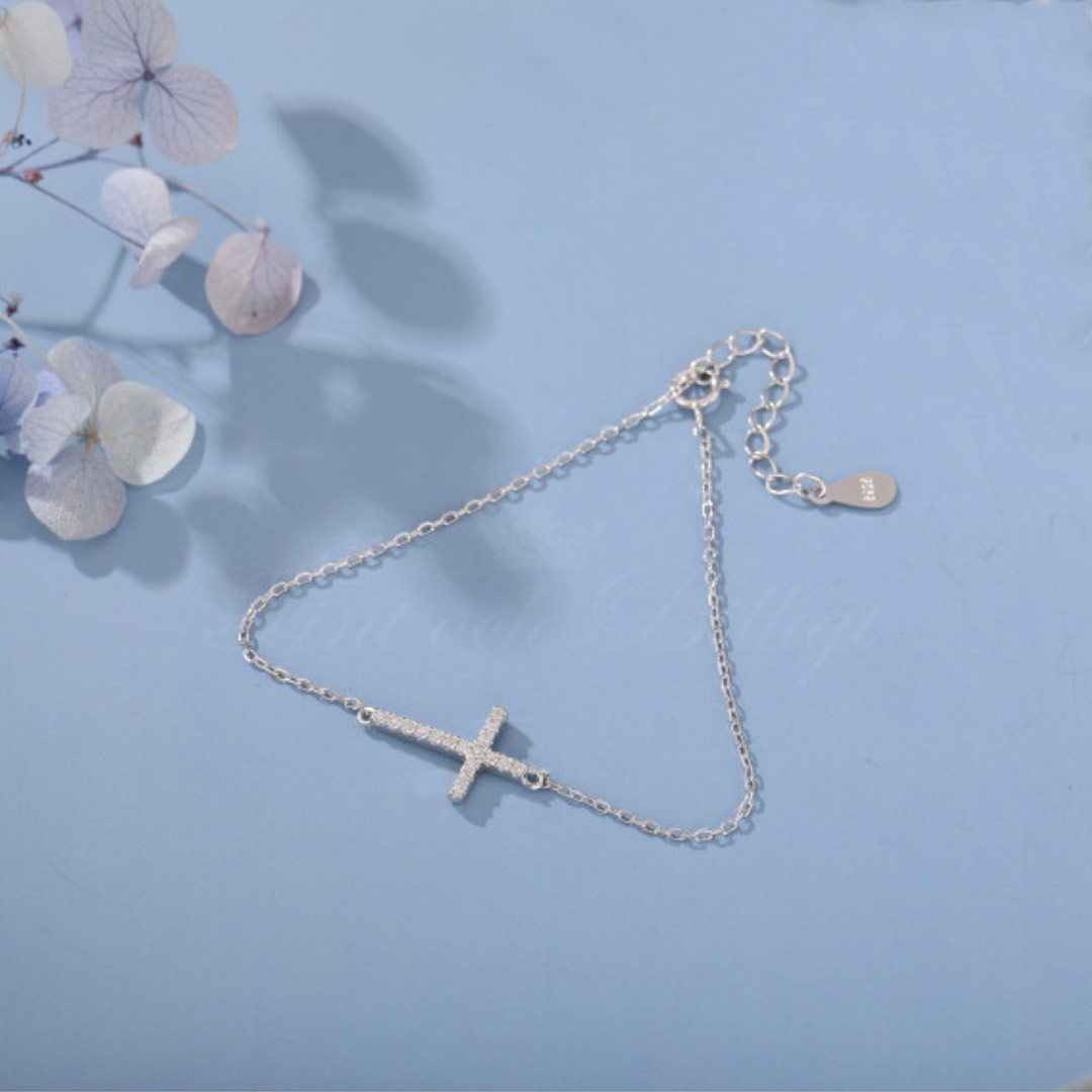 Armbånd - 925s Sølv Armbånd Charm 160mm - Sølvkors - 4