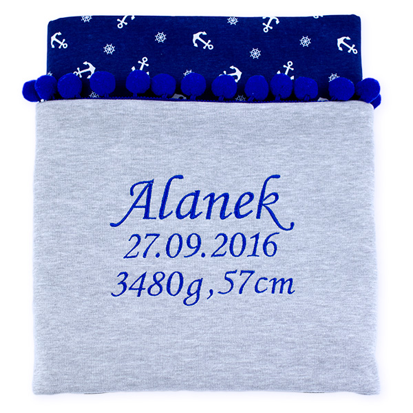 Babyfilt med barnets namn, ankare
