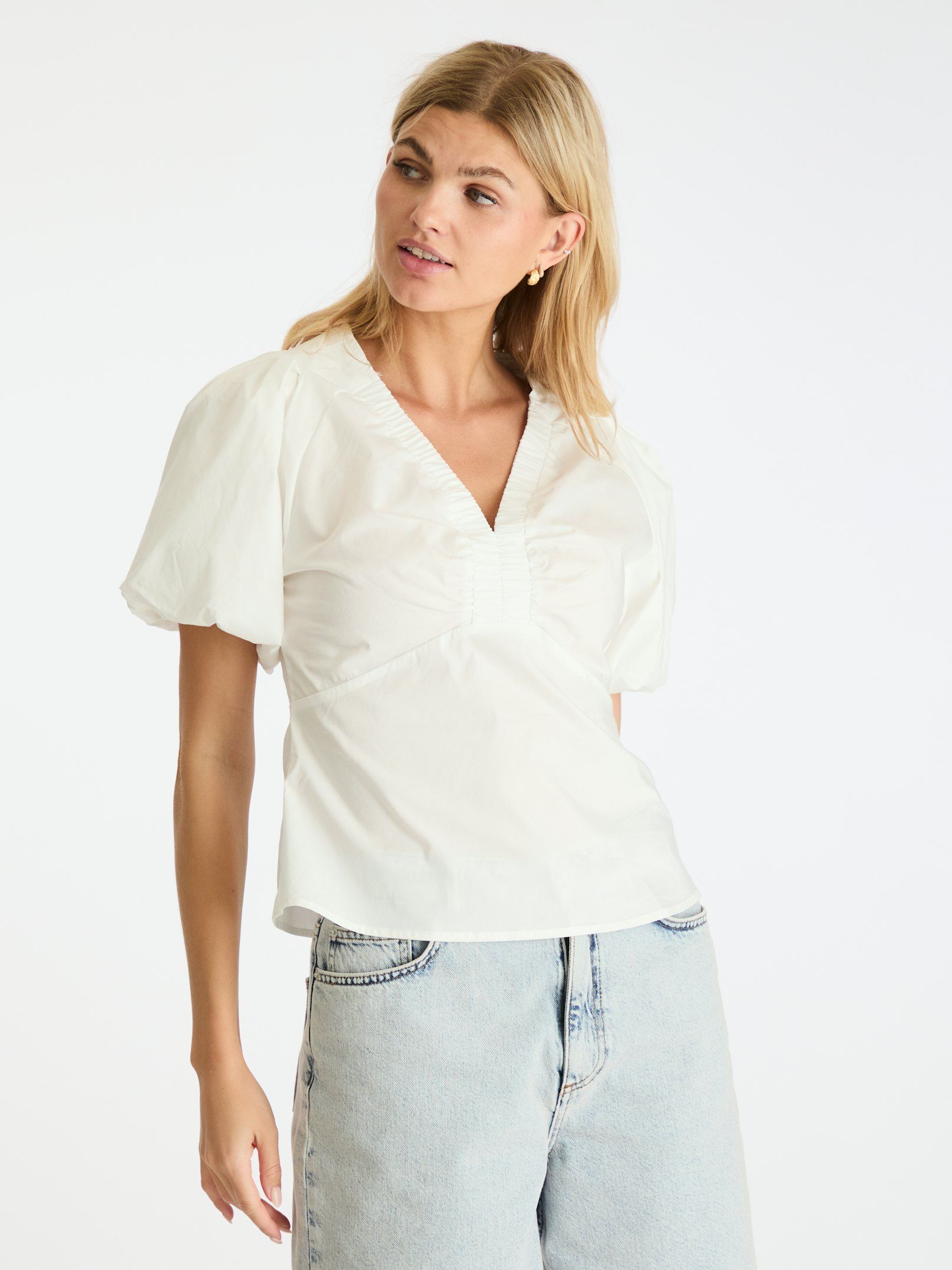 Irina Poplin Blouse White - 4