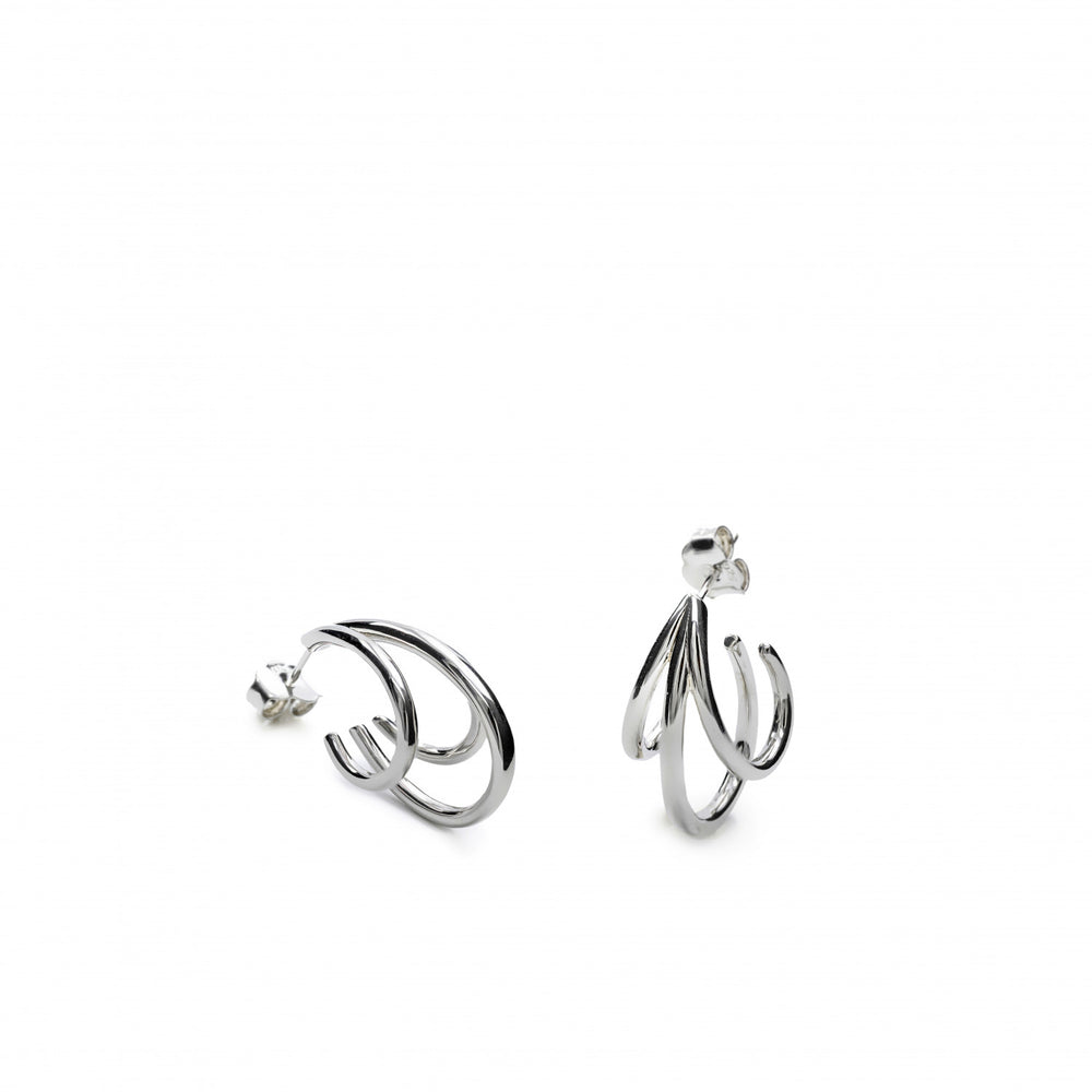 Lineargent Triple Hoop örhänge silver