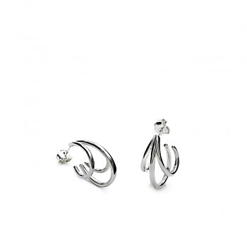 Lineargent Triple Hoop örhänge silver