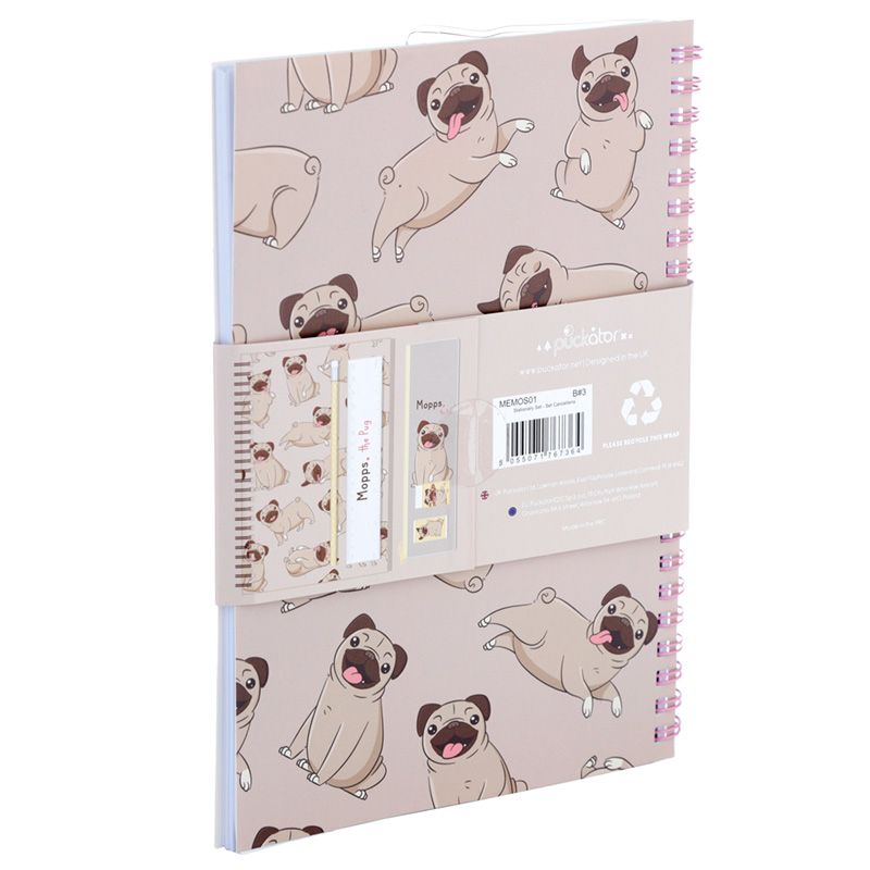 Mops Anteckningsbok med Pennfodral, Sudd, Linjal, Penna & Pennvässare - 7