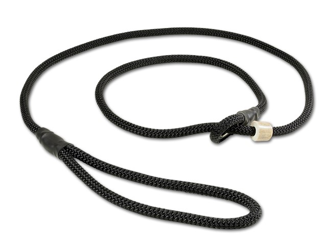 Mystique® Retrieverkoppel med hornstopper,  150cm svart 8mm