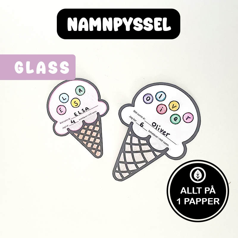 Namnpyssel - Namn & antal  - Glass