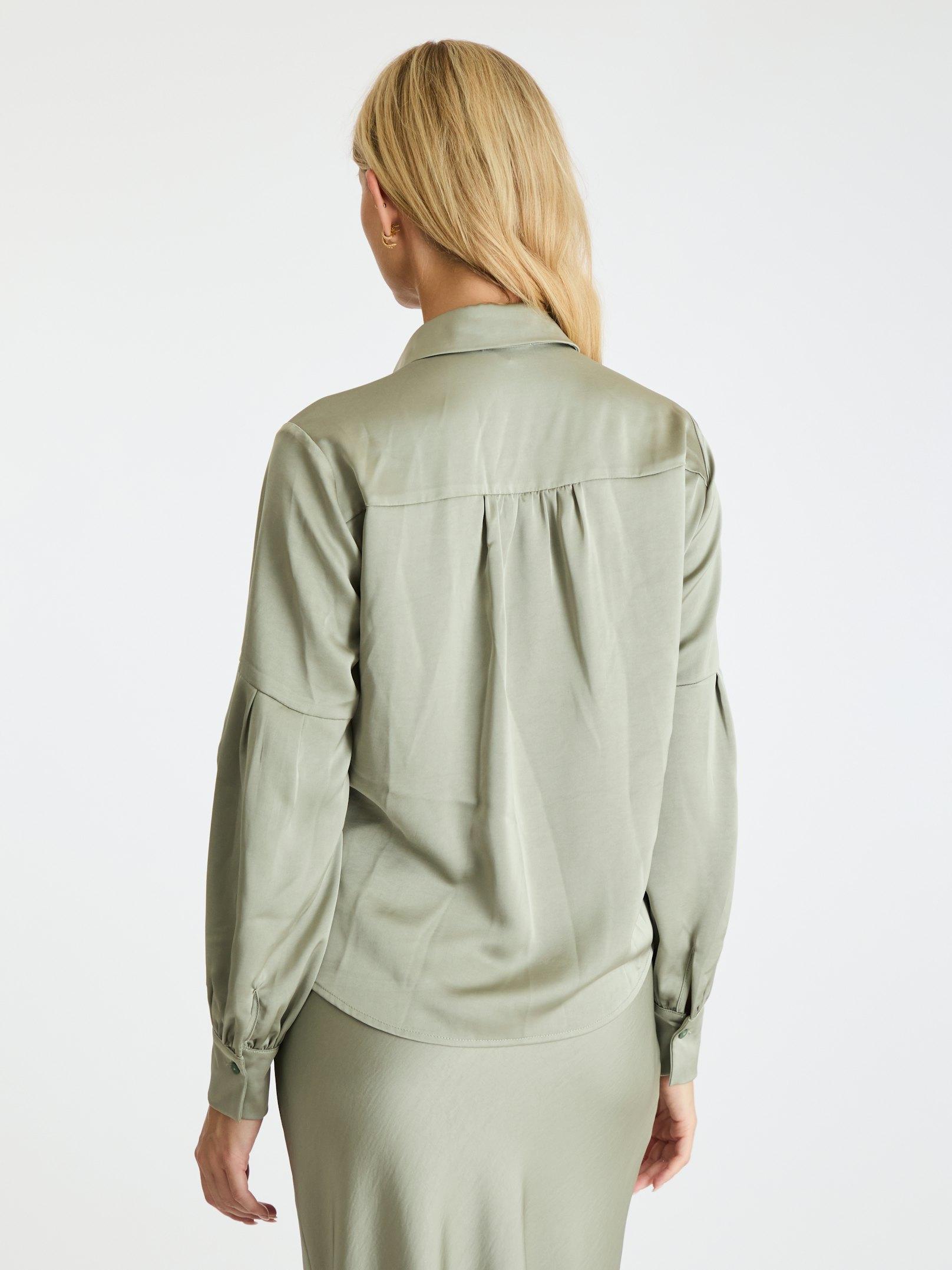 Naja Satin Shirt Smoke Green - 4
