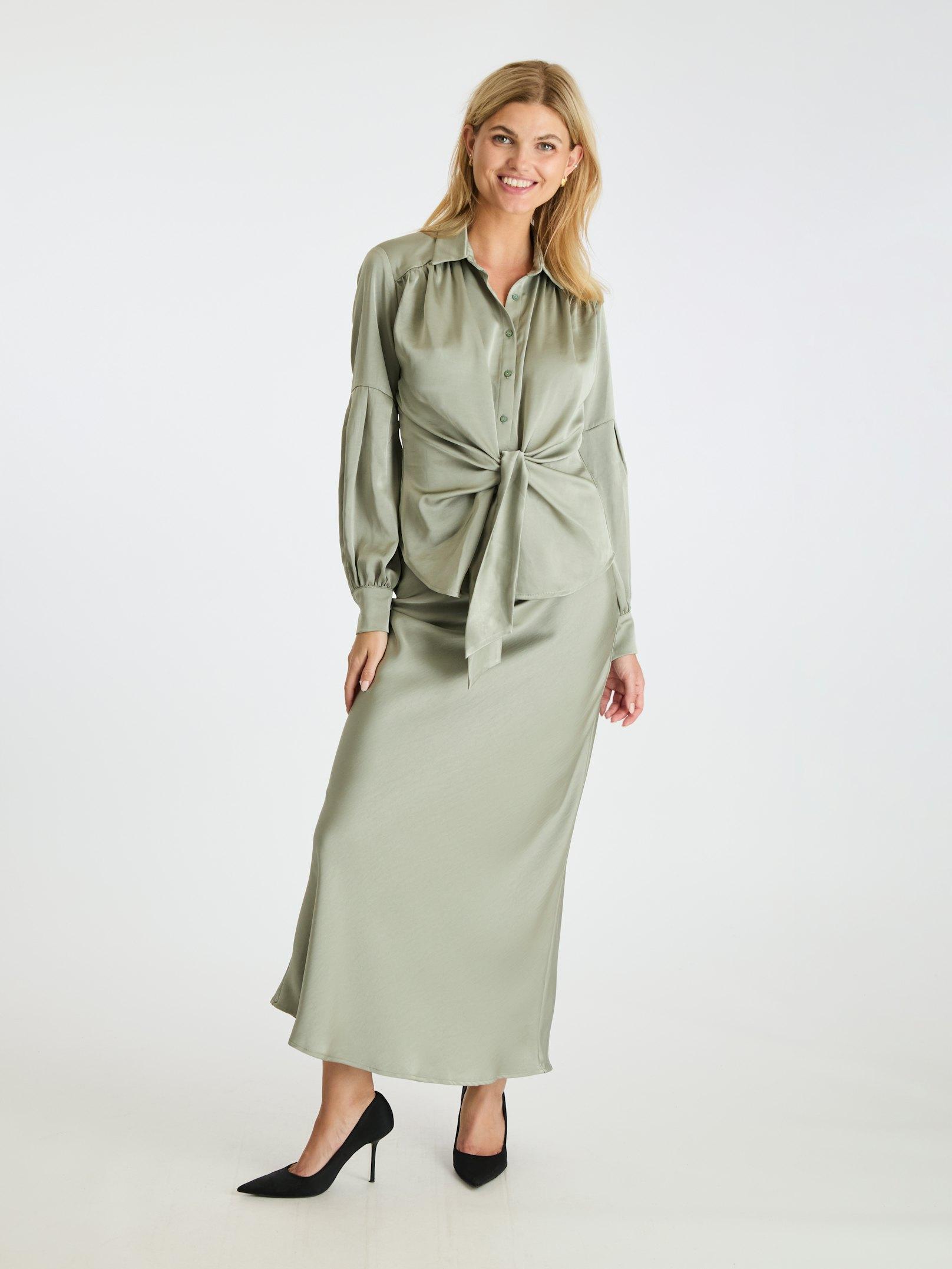 Naja Satin Shirt Smoke Green - 5