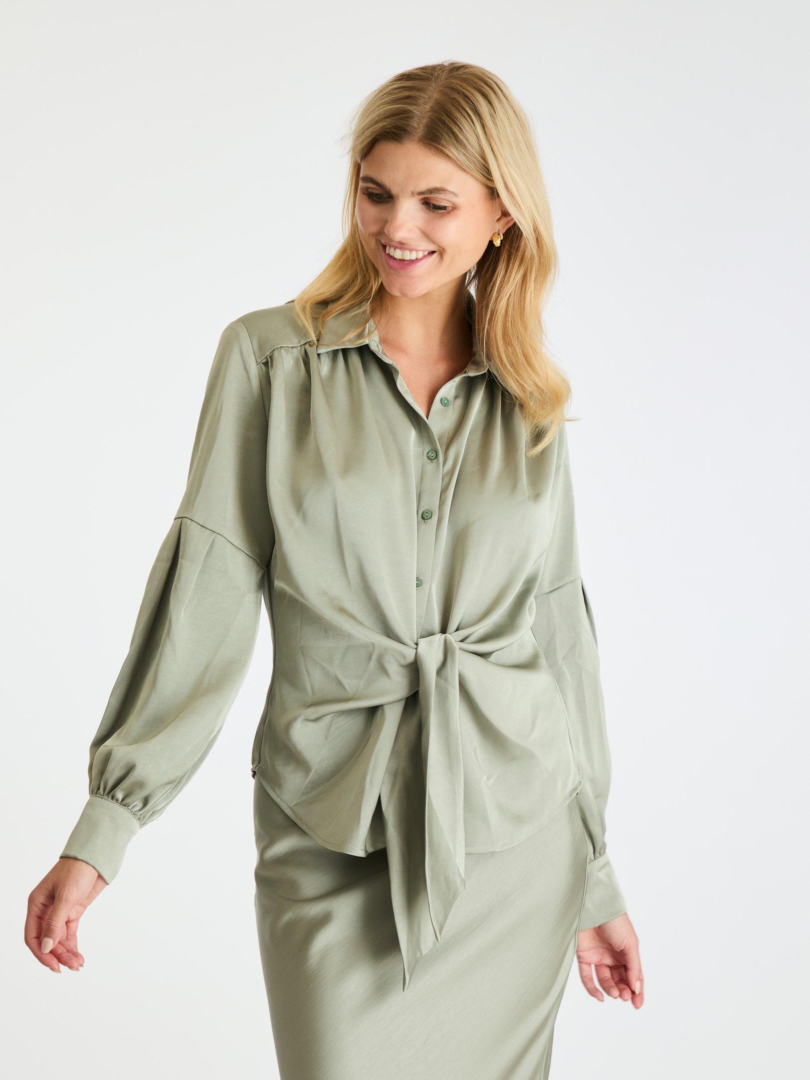 Naja Satin Shirt Smoke Green - 3