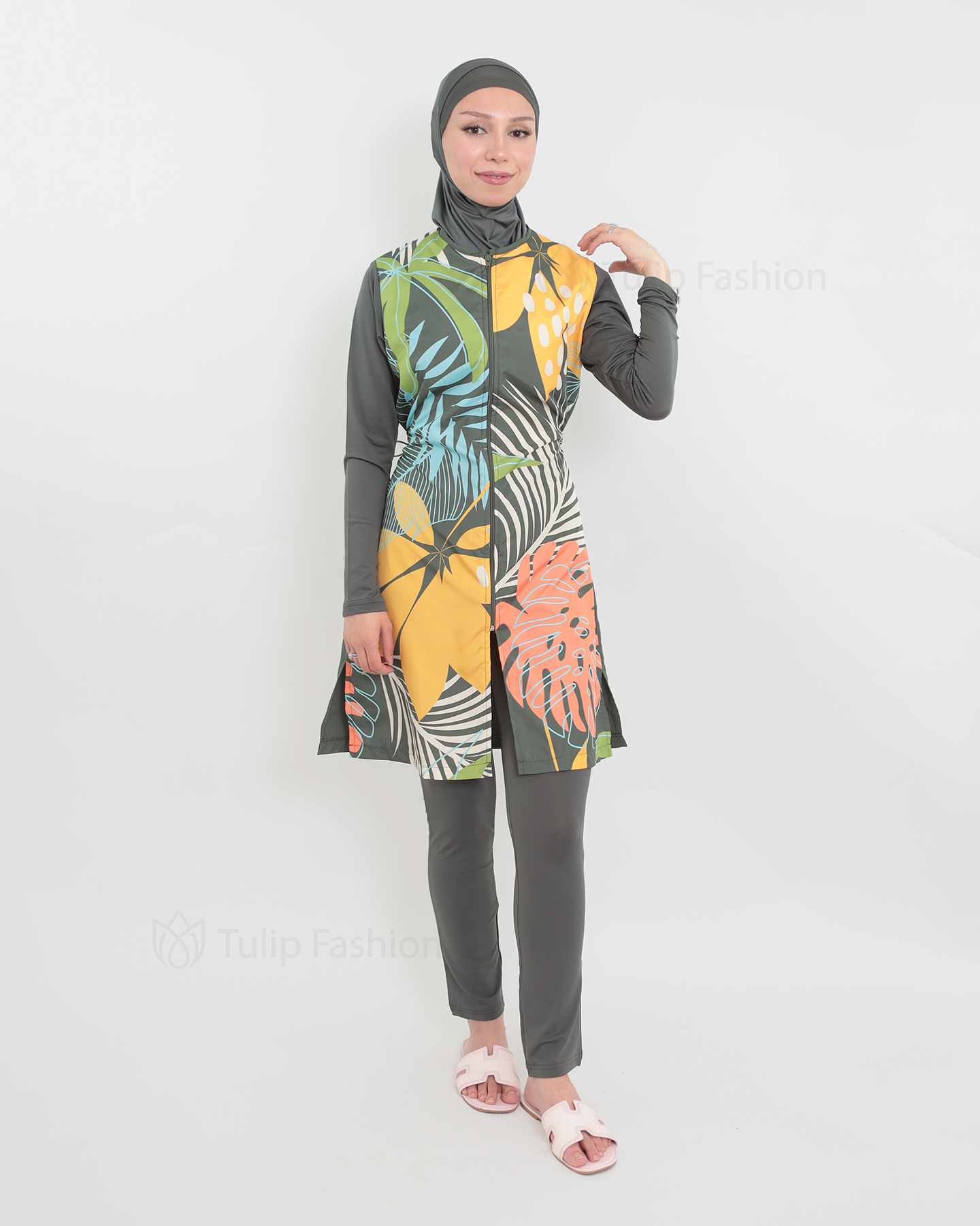 Muslim Swimsuit with hijab - Green - 3