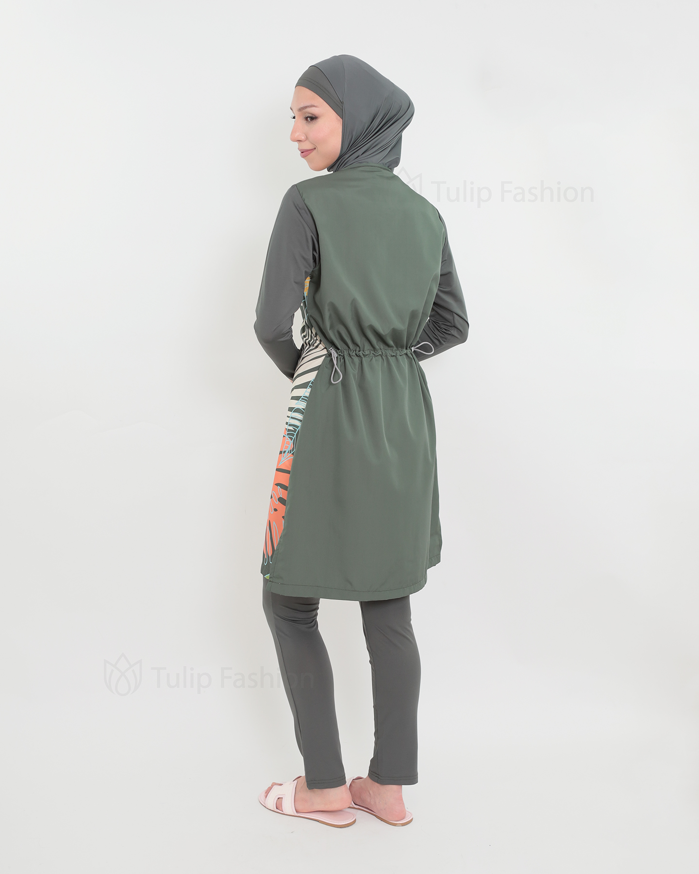 Muslim Swimsuit with hijab - Green - 4