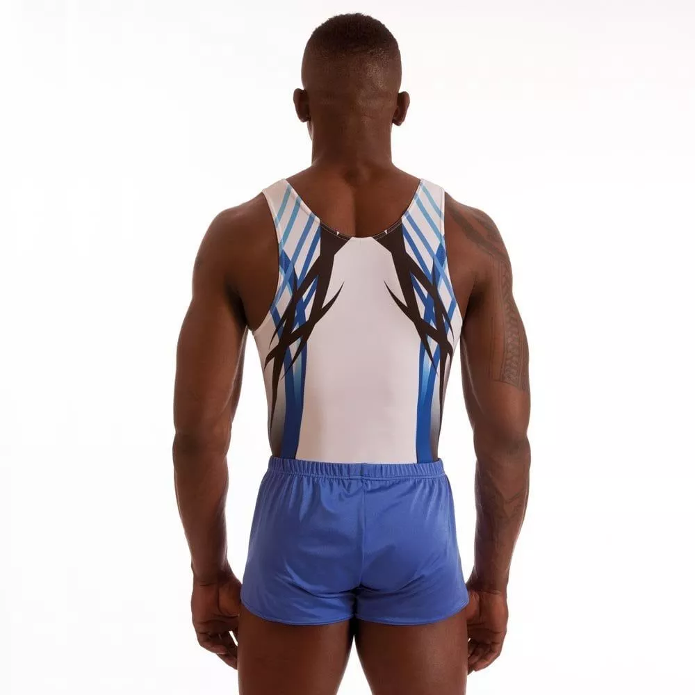 Men's Blade Gymnastics Leotard | Blue, tränings- & tävlingsbody herr, sublimerad lycra - 2