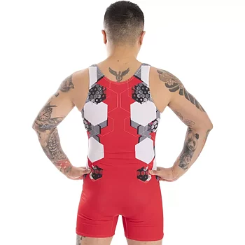 MENS RANGE DIVISION RED UNITARD, tränings- & tävlingsbody herr, sublimerad lycra