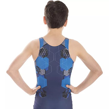 MENS RANGE DIVISION BLUE UNITARD, tränings- & tävlingsbody herr, sublimerad lycra