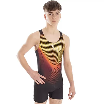 MENS RANGE INTERACT YELLOW UNITARD, tränings- & tävlingsbody herr, sublimerad lycra