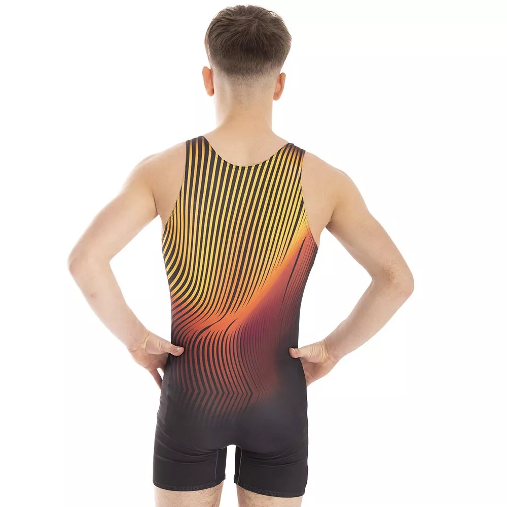 MENS RANGE INTERACT YELLOW UNITARD, tränings- & tävlingsbody herr, sublimerad lycra - 2