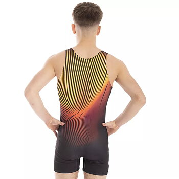 MENS RANGE INTERACT YELLOW UNITARD, tränings- & tävlingsbody herr, sublimerad lycra