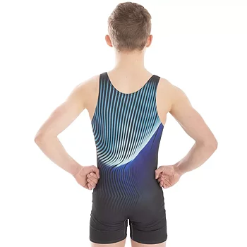 MENS RANGE INTERACT BLUE UNITARD, tränings- & tävlingsbody herr, sublimerad lycra