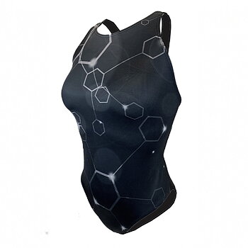 Badeanzug Frauen Hexagon schwarz XM-Rücken - Lane 4