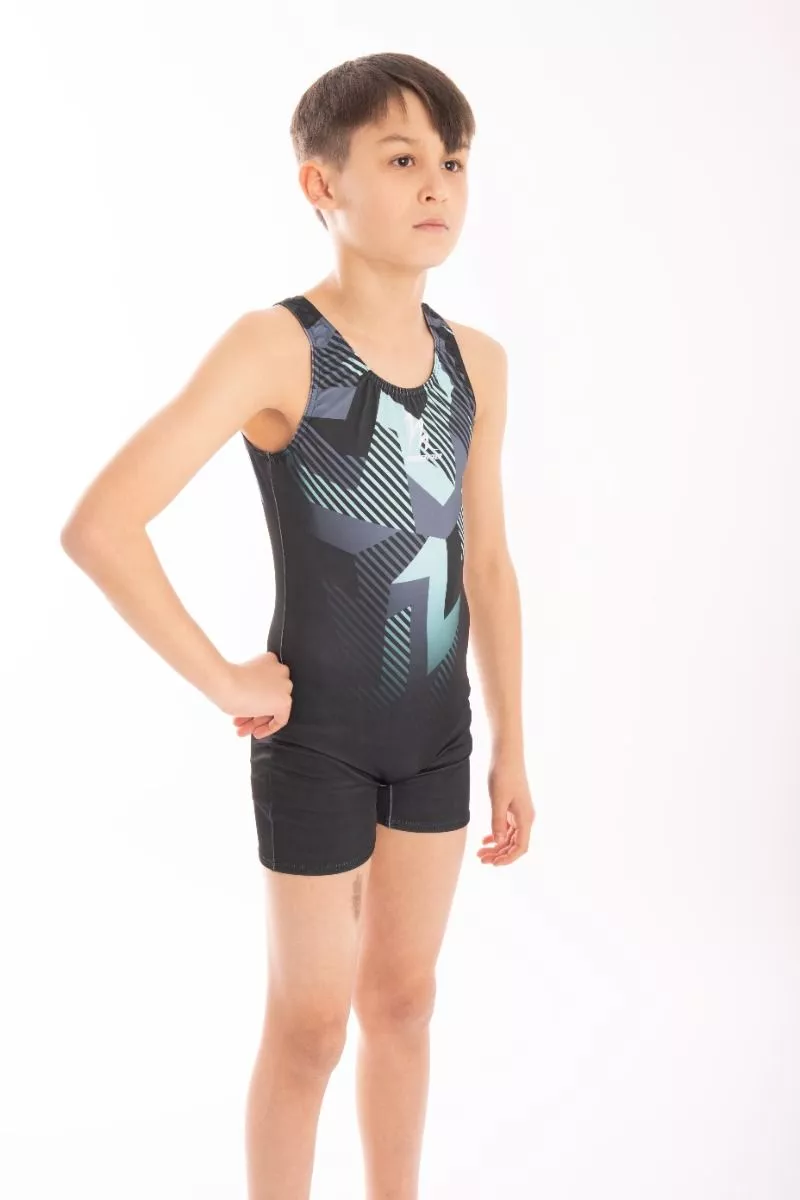 MENS RANGE FUZE TURQ UNITARD, tränings- & tävlingsbody herr, sublimerad lycra - 4