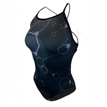 Badeanzug Women Hexagon schwarz Tie-Back