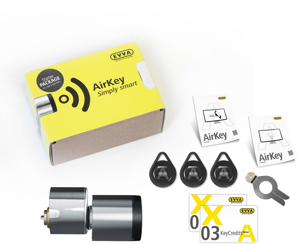 EVVA Startpaket AZ37 rundcylinder utsida nickel AirKey