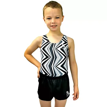 Mens Mono Zig Zag Gymnastics Leotard, tränings- & tävlingsbody herr, sublimerad lycra