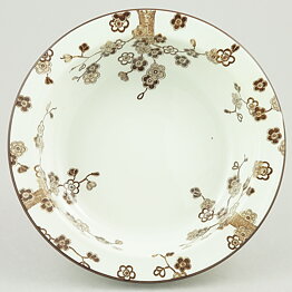 Jackie Lynd (Japonica 1977) Rounded Bowl with Brown Flowers 19 cm