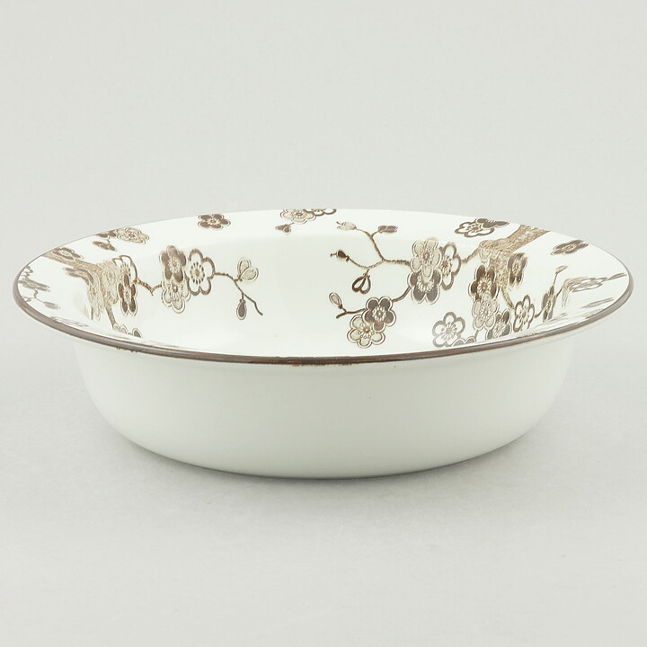 Jackie Lynd (Japonica 1977) Rounded Bowl with Brown Flowers 19 cm
