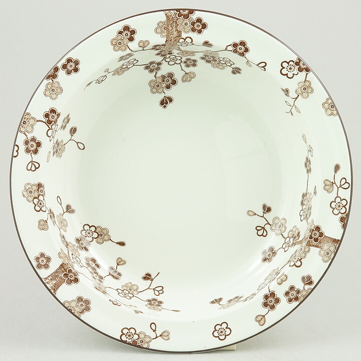 Jackie Lynd (Japonica 1977) Rounded Bowl with Brown Flowers 23 cm