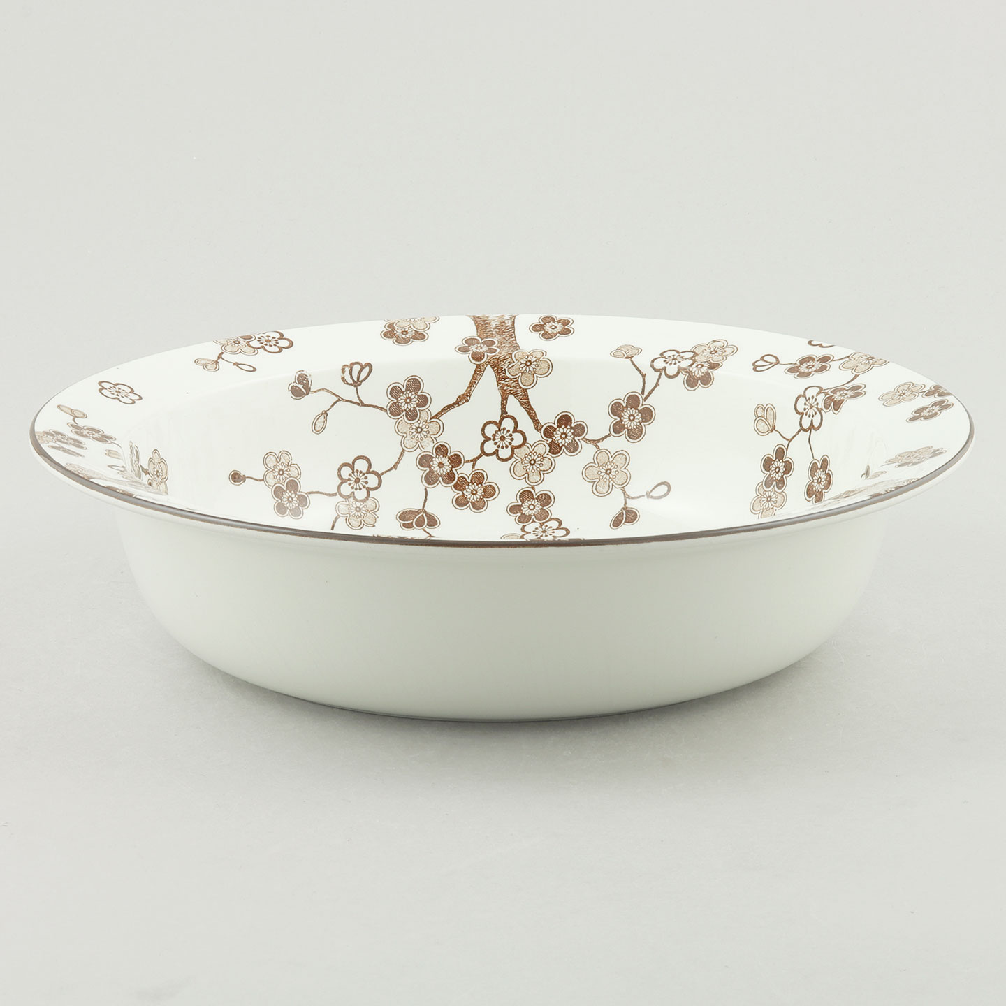 Jackie Lynd (Japonica 1977) Rounded Bowl with Brown Flowers 23 cm